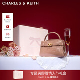 CHARLES&KEITH鳄鱼纹凯莉包手提斜挎婚包包女包生日礼物新年礼物CK2-50270880-1 BLUSH浅红色 S