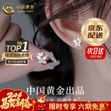 中国黄金（CHINA GOLD）S999足银双蝴蝶耳环女新款耳钉气质饰品结婚送女朋友生日礼物纪念 京速达*蝴蝶银耳钉【999足银】