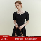 范思蓝恩黑色法式气质显瘦连衣裙女夏季赫本风小黑裙设计感12125 黑色 L