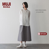 MUJI女式 汉麻棉轻便长裙 长半身裙女裙子 25年夏季女装 BE1VBC5S 灰色条纹 L （165/70A）