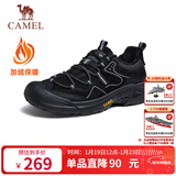 骆驼（CAMEL）踏山男士户外登山复古皮面加绒休闲徒步鞋 G14A342696R 夜黑色 42