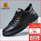 老人头（LAORENTOU）男鞋皮鞋男春秋季休闲鞋户外运动健步鞋板鞋小黑鞋 3213A039 黑40