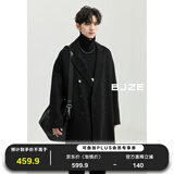 伯爵卓尔羊毛双面呢大衣男中长款2024秋冬新款通勤男装呢子外套 漆黑 XL (180)