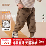 嘟嘟家【柔软厚实】儿童裤子秋冬款加绒宝宝冬装婴儿保暖裤女童男童棉裤 咖色小熊 120