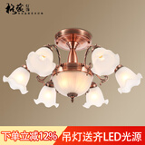 格蕴美式吊灯简约大气客厅灯欧式田园古铜餐厅卧室灯北欧复古灯具 红古铜色6头*全光谱护眼