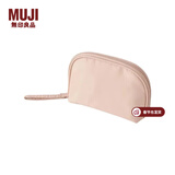 MUJI 聚酯纤维化妆包 收纳包便携式 小化妆包 洗漱包收纳袋 居家旅行 宽口/13*9*4cm/粉米色