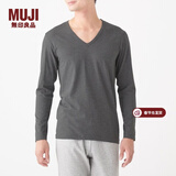 MUJI MUJI 男式 使用了棉的冬季内衣V领长袖T恤 69AA453 打底衫打底衣 炭灰色 M