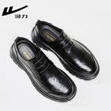 回力皮鞋男春季新款商务休闲正装英伦风百搭舒适耐磨鞋子男 黑色 43