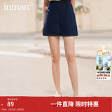 茵曼（INMAN）时尚女装短半身裙显瘦中高腰排扣2025夏季新款显瘦牛仔裙 深牛仔蓝 L