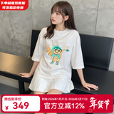 MLB官方 t恤女装宽松韩版短袖ins休闲短袖时尚简约半袖冬季款上衣 纽约洋基队/奶油色 L 175/96A