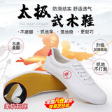 昙蓓漫太极鞋男女式武术鞋帆布鞋牛筋底练功鞋儿童训练轻便防滑晨练鞋子 白色【软牛皮-四季款】 35 建议女生拍小一码
