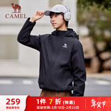 骆驼（CAMEL）户外登山服中性加绒防泼水风衣外套 C34CW0L4626A 幻影黑 M