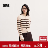 森马（Semir）森柔|针织开衫女冬季短款绞花肌理圆领毛衫打底上衣101724106001