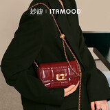 妙迪骐骥红链条斜挎包轻奢小众高级感精致通勤牛皮单肩包女新年礼物
