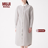 MUJI MUJI 女式 新疆棉水洗牛津 衬衫连衣裙 BCL11A0S 米色X条纹 XS-S