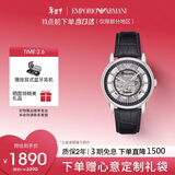 EMPORIO ARMANI阿玛尼手表男士AR1981黑武士潮流皮带欧美机械表镂空情人节送男友