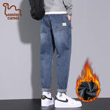 东方骆驼（EASTERN CAMEL）牛仔裤男2025新款百搭裤子男冬季弹力直筒宽松休闲潮牌九分长裤 806蓝色（加绒） 31
