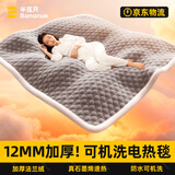 半弦月【高温断电】可水洗石墨烯电热毯褥子加热垫单双人1.8x2米双温控 双人-12mm厚绒【200x180适2m床】
