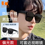 Jimmy Orange太阳眼镜男款潮近视套镜防晒男士登山开车偏光墨镜女磨砂黑 竖条