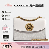 COACH蔻驰女包奢侈品大牌女士轻奢包包单肩斜挎小方包山茶花情人节礼物 【保税仓】卡其34256B4R7B