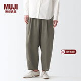 MUJI女式 亚麻 灯笼裤 裤子 长裤 休闲裤 萝卜裤 BEG09C2S 烟熏绿色 L(165/70A)