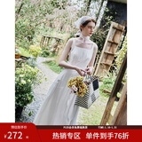 范思蓝恩腰精裙系列 白色无袖吊带连衣裙女夏法式领证小白裙2048 象牙白 M