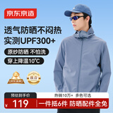 京东京造【UPF300+】防晒衣男士冰丝凉感夏季户外防晒服男女外套 岩板蓝 M