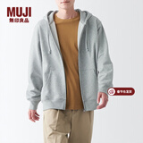 MUJI男式 毛圈棉 拉链连帽衫 男士男生宽松秋装卫衣 AB1LVA3A 灰色 L（175/100A）
