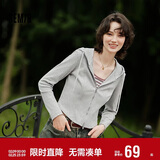 森马（Semir）外套女短款修身显瘦上衣秋装正肩连帽针织夹克通勤101524108005