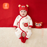 贝瑞加（Babyprints）婴儿夹棉连体衣男女宝宝秋冬加厚保暖爬服春节拜年衣服新年哈衣52