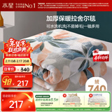 水星家纺毛毯冬季加厚加绒拉舍尔毯子双层铺床盖毯可机洗约6.4斤180×230cm