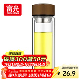 富光男女士双层玻璃杯 高硼硅玻璃304茶隔水杯子 带茶隔泡茶杯320ml