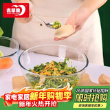 青苹果新年礼物耐热玻璃碗和面盆欧式沙拉碗加厚揉面盆4.35L超大容量