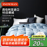 斯诺曼高档100支进口95%白鹅绒羽绒被芯空调被暖气被子1.5*2.1m充190g蓝