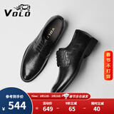 VOLO犀牛男鞋商务正装皮鞋冬季男士内增高透气德比鞋 黑色 42