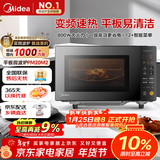 美的（Midea）家用变频微波炉平板式易清洁 800W微波速热 一键智能菜单 钻石背板 微晶面板加热20L（PM20M2）