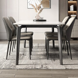 帝狐狸不锈钢意式极简亮光岩板餐桌椅组合简约现代小户型家用牌面饭桌子 1.3X0.8m餐桌 1桌4椅