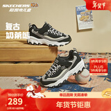 Skechers斯凯奇奶茶熊男女童运动鞋秋冬加绒黑白熊猫鞋大童休闲鞋996212L 524L黑糖牛乳/BKNT-加绒 37