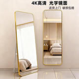 千禧华府全身镜穿衣镜落地镜子挂门服装店试衣防爆壁挂镜一体简约金40*150