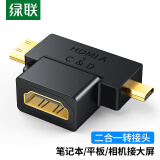 绿联（UGREEN）HDMI转接头三合一 Mini HDMI/Micro HDMI转标准HDMI高清线转换头 平板电脑接电视显示器 20144