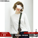 COCOBELLA细腻baby触感肌底衣长袖T恤女白色休闲打底衫TE909 A款圆领 XL