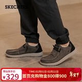 斯凯奇（Skechers）男鞋秋季一脚蹬帆布鞋商务通勤休闲软底板鞋66387