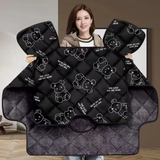 电动车挡风被挡风被新款防水保暖摩托电瓶车三轮车防风罩挡风衣冬季京喜加绒加厚加大黑色 暴力熊-黑色