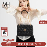 VANESSA HOGAN VH女包茵然软包轻奢菱格链条斜挎腋下包单肩包情人节礼物送女友 黑色大号（容量升级）