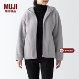MUJI MUJI 女式 长毛抓绒连帽衫 BBJ21A2A 柔软外套短款外套 浅银灰色 M