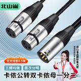 北山雀 卡农公转卡农母一分二音频线 一拖二K歌直播麦克风话筒线声卡调音台音箱平衡连接线 0.5米 SQ-Y01