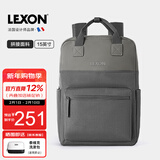 乐上（LEXON）休闲双肩电脑包男15英寸笔记本双肩包女户外旅行情侣拼接书包深灰