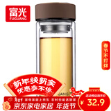 富光 男女士双层玻璃杯 高硼硅玻璃304茶隔水杯子 带茶隔泡茶杯500ml