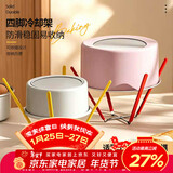 杰凯诺蛋糕倒扣冷却架 晾架不锈钢硅胶四爪蛋糕胚模具晾凉架 黄色1个