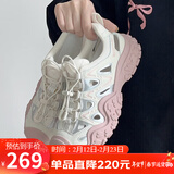 骆驼（CAMEL）丑萌登山鞋女时尚撞色户外休闲鞋 L24M076602 米/银/粉 37